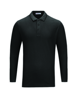 L02-01 Black - Honeycomb Classic Polo - Long Sleeved 210gsm