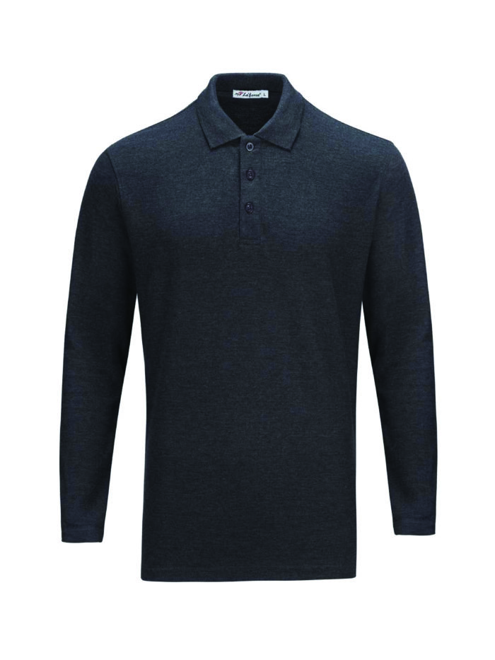 L02-34 Dark Melange - Honeycomb Classic Polo - Long Sleeved 210gsm