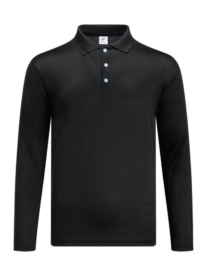 M2400-01 Black - Microfiber Polo Long Sleeved - Dry Fit 160gsm