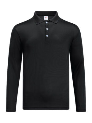 M2400-01 Black - Microfiber Polo Long Sleeved - Dry Fit 160gsm